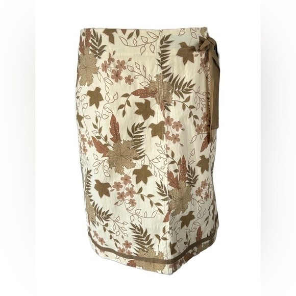 Fibers by Barbara Lesser Skirt Leaf Pattern Drawstring Adjustable Waste Size 8 - Picture 4 of 6